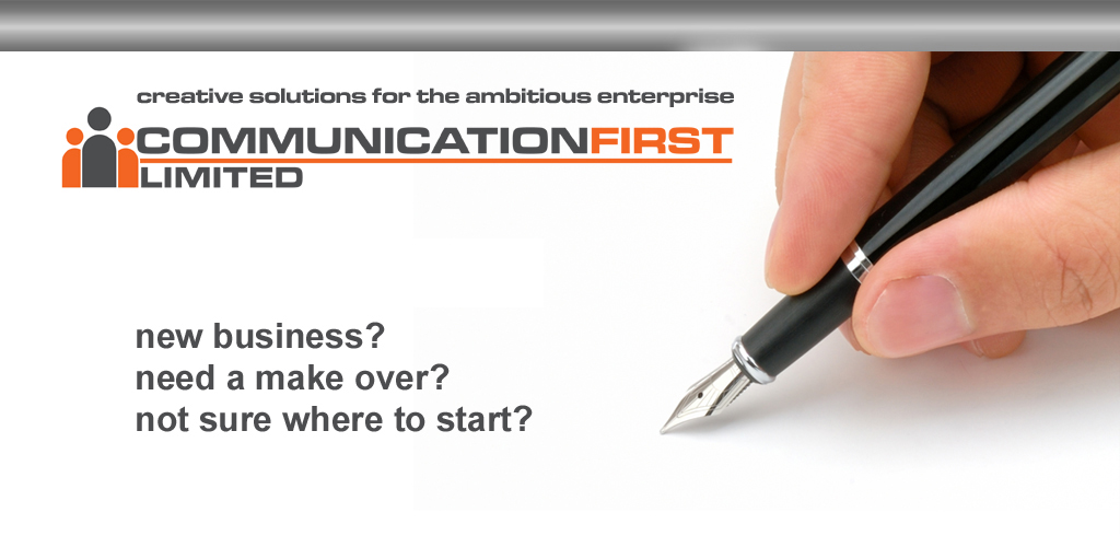 new business? need a make over? not sure where to start? and picture of hand holding a pen to blank page