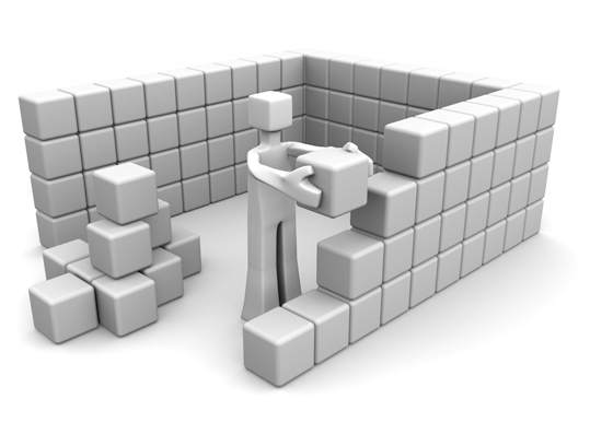 generic cartoon man with building bricks